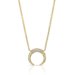 Luna Skye 14kt yellow gold and diamond mini horn necklace