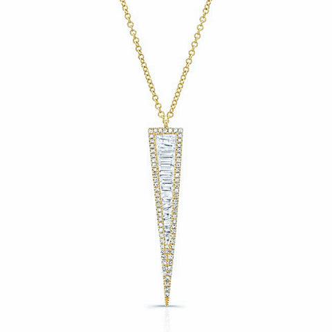 Large Diamond Baguette Dagger Necklace
