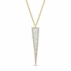 Large Diamond Baguette Dagger Necklace