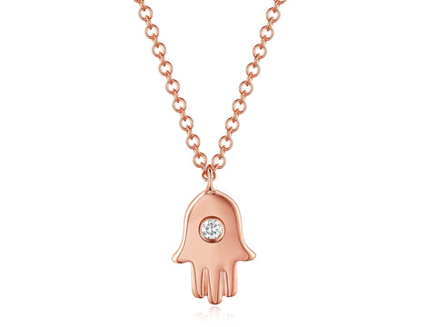 Solid Gold Hamsa with Diamond Necklace