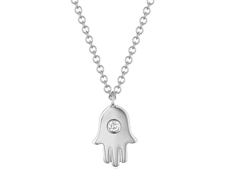 Solid Gold Hamsa with Diamond Necklace