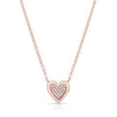 Pave Heart with Solid Gold Outline