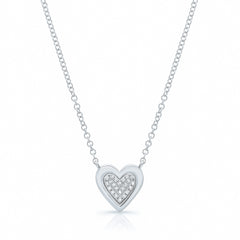 Pave Heart with Solid Gold Outline