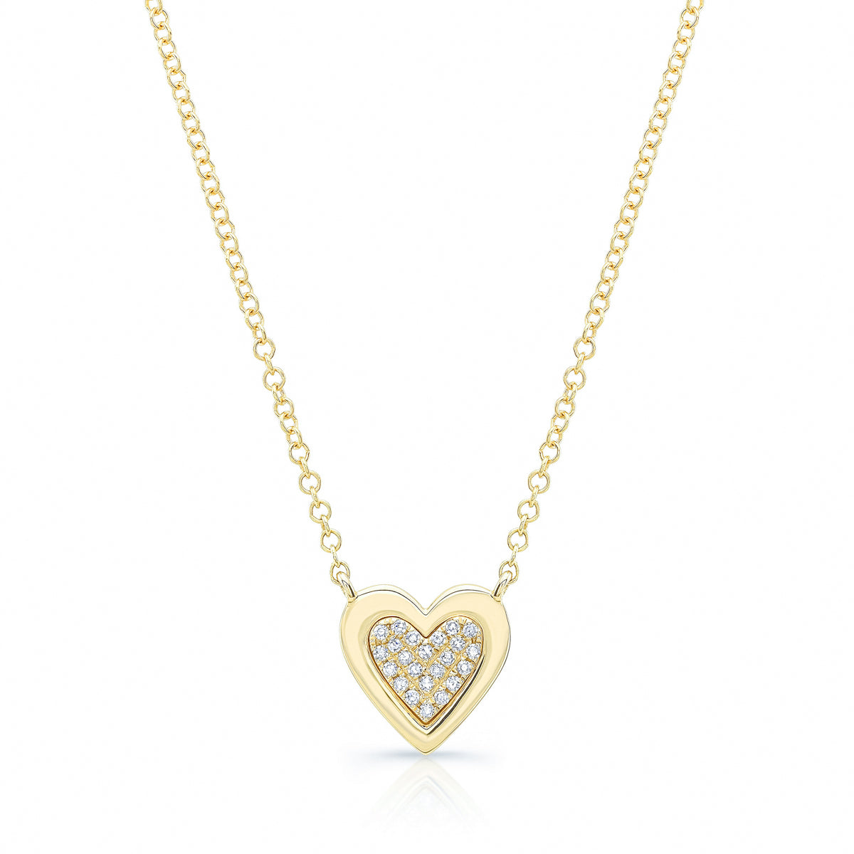 Pave Heart with Solid Gold Outline