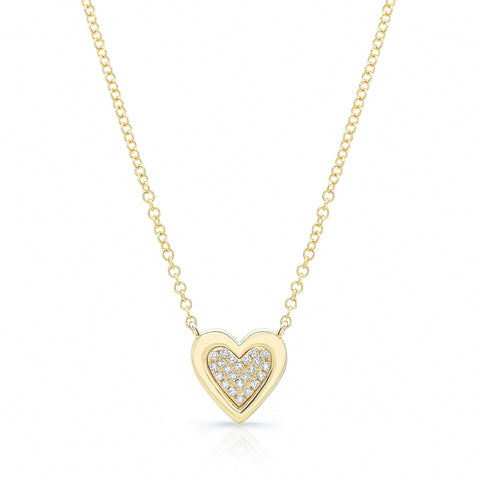 Pave Heart with Solid Gold Outline