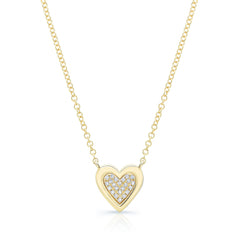 Pave Heart with Solid Gold Outline