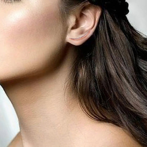 Crescent Moon Pave Diamond Ear Climber