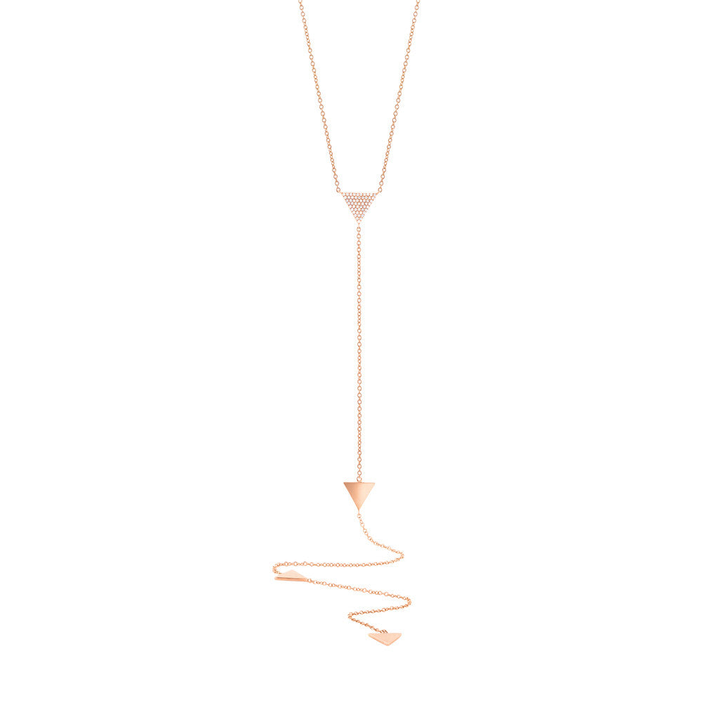 Pave Triangle Lariat Necklace